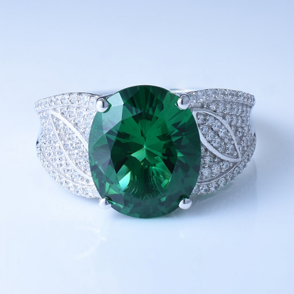 Кольцо из серебра 925 пробы с роскошным зеленым нано для женщин 