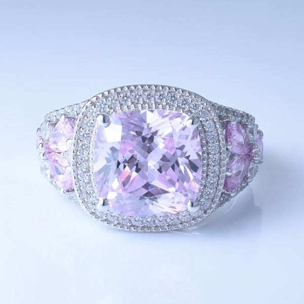 Роскошное кольцо из стерлингового серебра 925 пробы с бриллиантовым розовым цирконом 