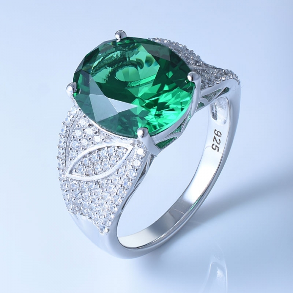 Кольцо из серебра 925 пробы с роскошным зеленым нано для женщин 