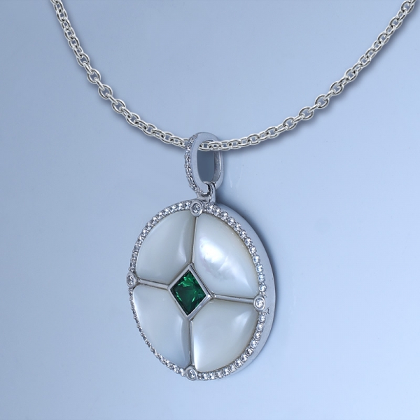 Куладиум изумрудно-зеленый родий на серебро жемчужная подвеска 