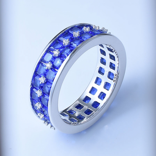 квадратная лаборатория создана синий сапфир красивый узор серебряное кольцо 