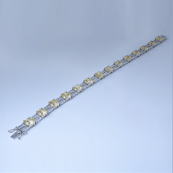 круглый имитация желтого алмаза родия на браслетах с гравировкой из стерлингового серебра 
