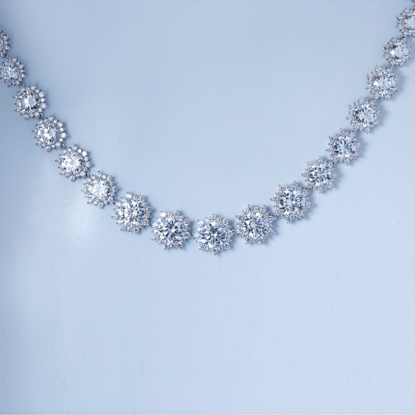 классика белый цирконий родий на длинное серебряное ожерелье для дам 