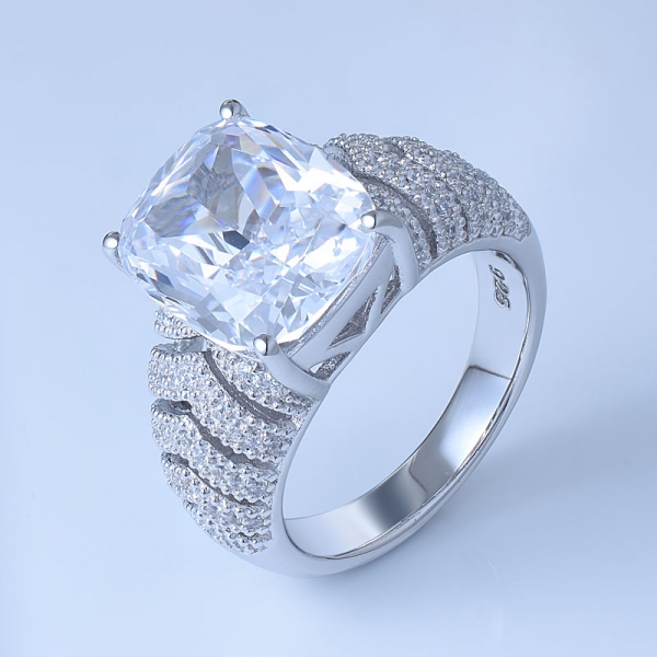 Принцесса белый цирконий центр родия более 925 стерлингового серебра бриллиантовые обручальные кольца 