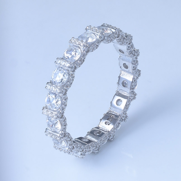 круглое белое циркониевое родиевое кольцо из серебра 925 пробы с бесконечностью 
