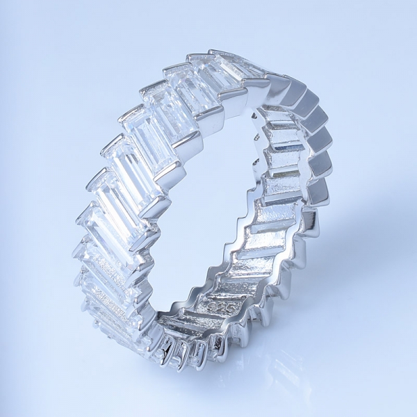 радуга красочный родий более 925 стерлингового серебра в форме кольца бесконечность багет 