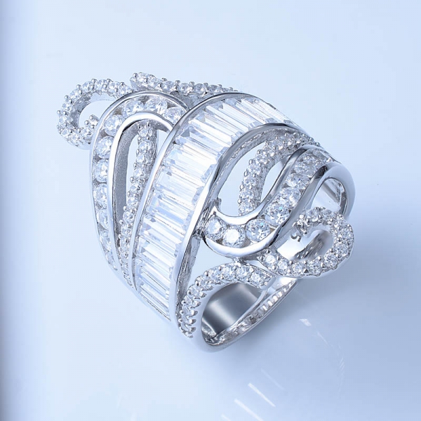 радуга многоцветный родий поверх стерлингового серебра дизайнерские кольца 