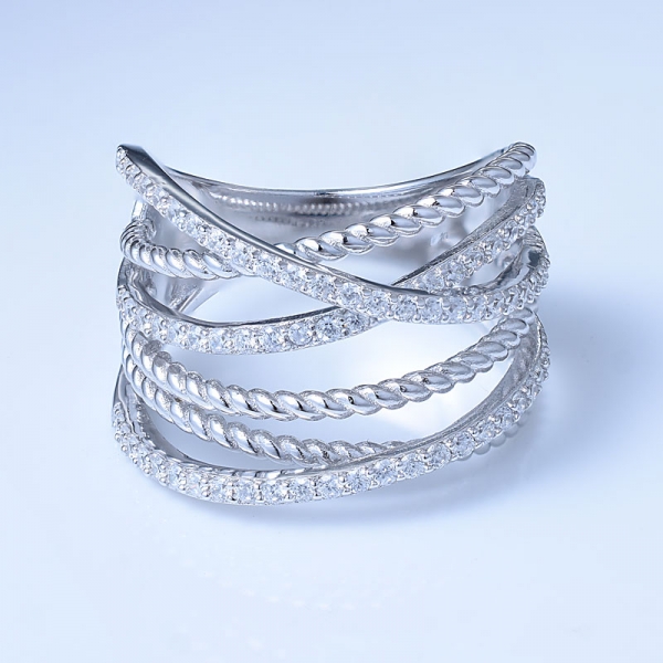 белый кубический цирконий родия над красивыми кольцами стерлингового серебра на продажу 