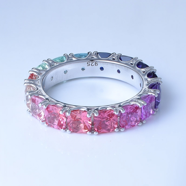 многоцветный корунд родий поверх стерлингового серебра радужный комплект ювелирных изделий радужное кольцо 