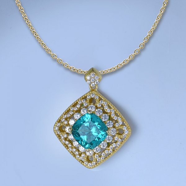 подушка параиба из 18-каратного золота на серебряном ожерелье 