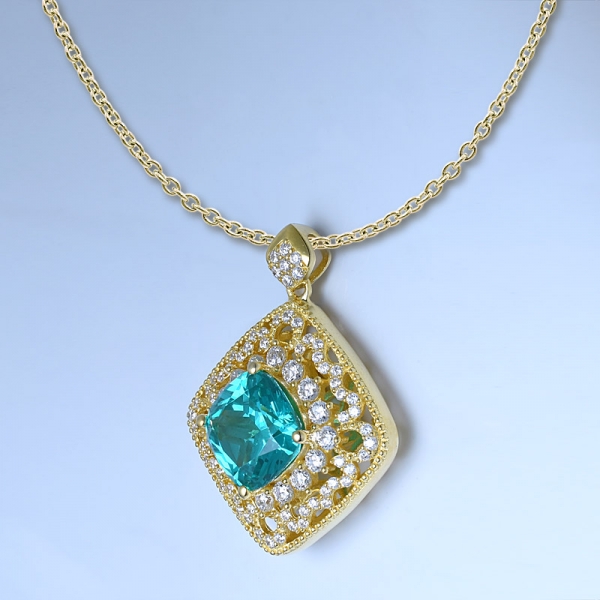 подушка параиба из 18-каратного золота на серебряном ожерелье 