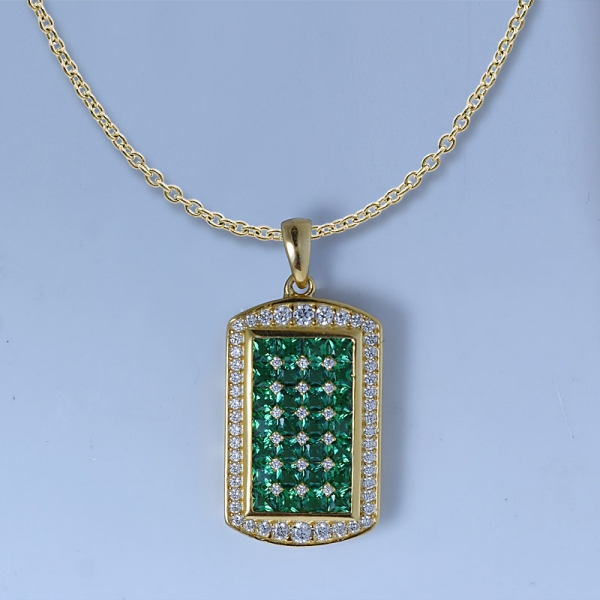 Ожерелье из циркония и имитации изумруда, 18-каратного золота, изумрудное серебро 