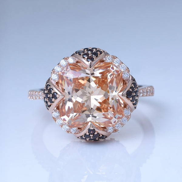 прохладное шампанское cz розовое золото поверх стерлингового серебра обручальное кольцо в форме принцессы 