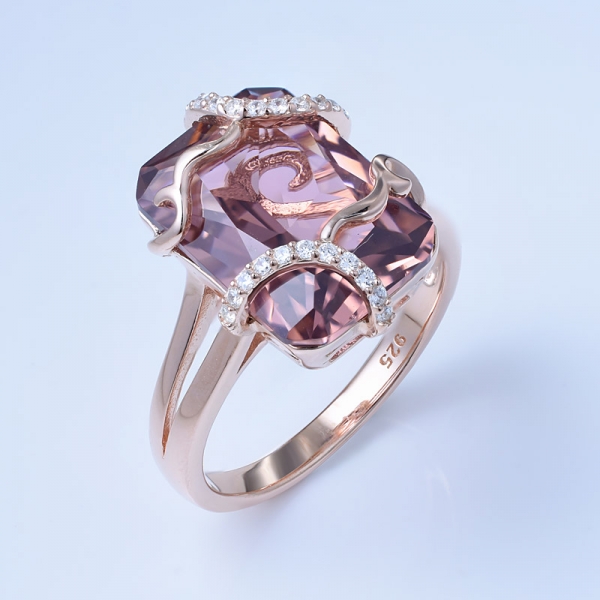 огранка принцессы морганит имитирует розовое золото над стерлингового серебра оптовые обручальные кольца 