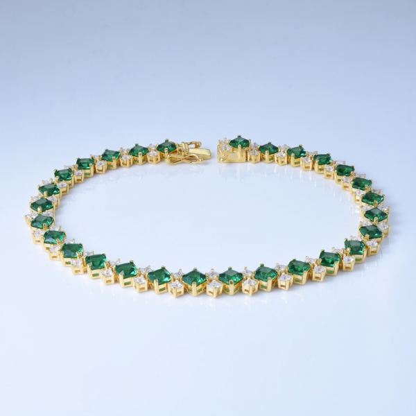 Стерлингового серебра 925 пробы в позолоченном 18-каратном принцессе, создающей зеленые изумрудные браслеты оптом 