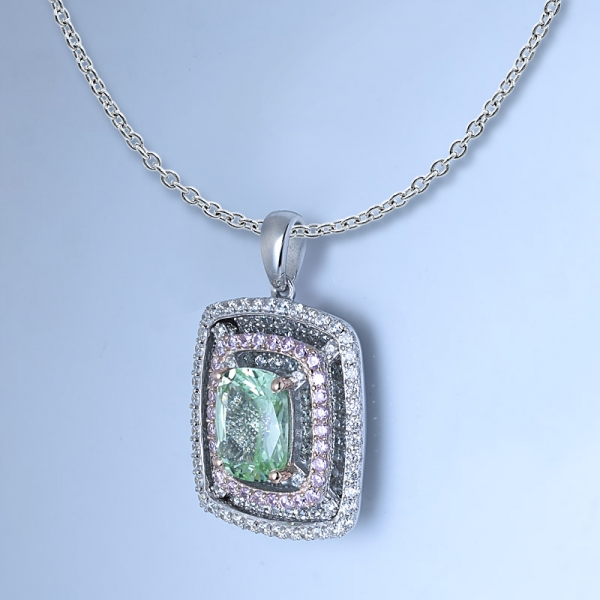 синтетический зеленый бриллиант с родиевой огранкой принцессы более 925 пробы из серебра 925 пробы 