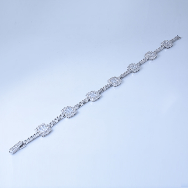 стерлингового серебра тон кристалл длинная цепь браслет стильный браслет с бриллиантом кубического циркония 