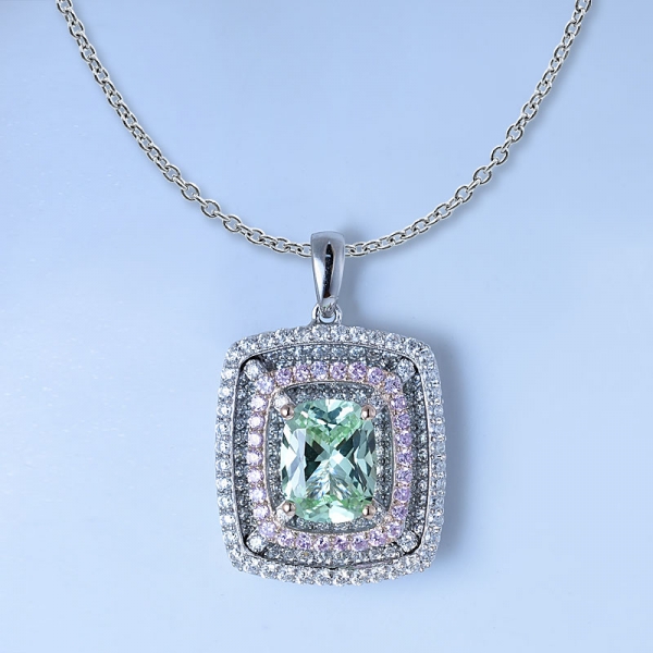 синтетический зеленый бриллиант с родиевой огранкой принцессы более 925 пробы из серебра 925 пробы 