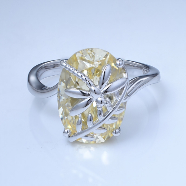овальное светло-желтое моделированное бриллиантовое кольцо с фианитом из циркония 
