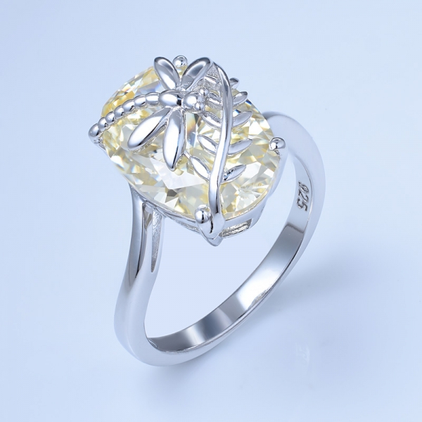 овальное светло-желтое моделированное бриллиантовое кольцо с фианитом из циркония 