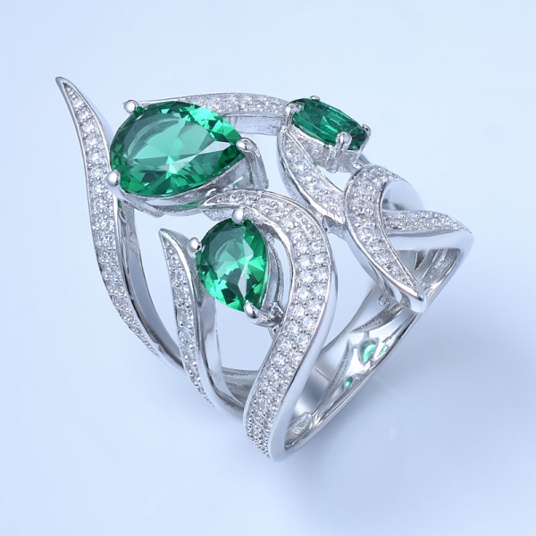 создал зеленый изумрудный родий поверх стерлингового серебра обручальные кольца для женщин 