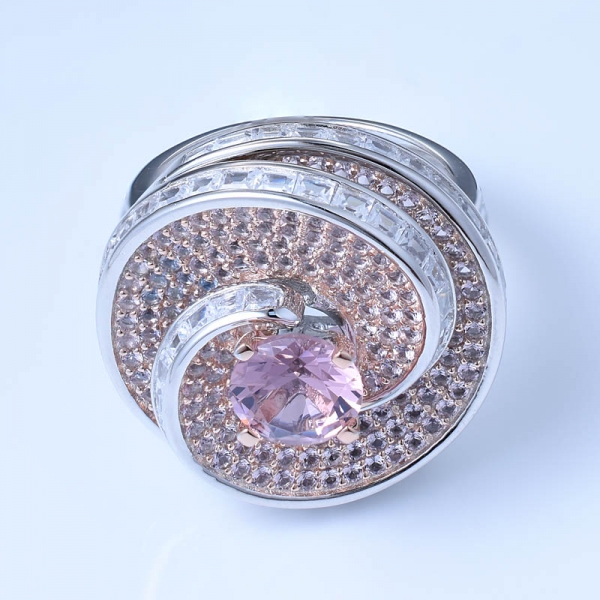 1,2-каратного розового морганита имитируют розовое золото на циркониевых вихревых кольцах cz 
