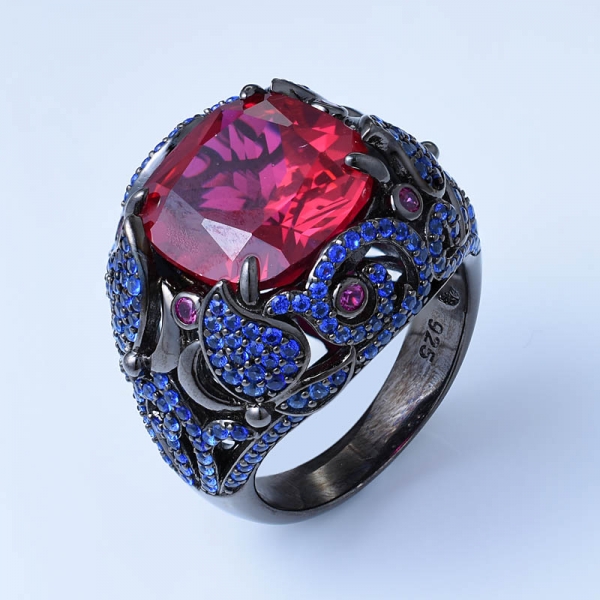 вырезать подушку имитировать розовый Морганит 18-каратного розового золота более 925 стерлингового серебра женские ювелирные кольца 