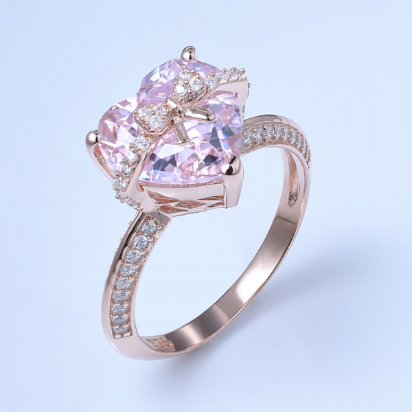4-каратная имитация розового морганита в форме сердца из 18-каратного розового золота, стерлингового серебра 925 пробы и обручальных колец 