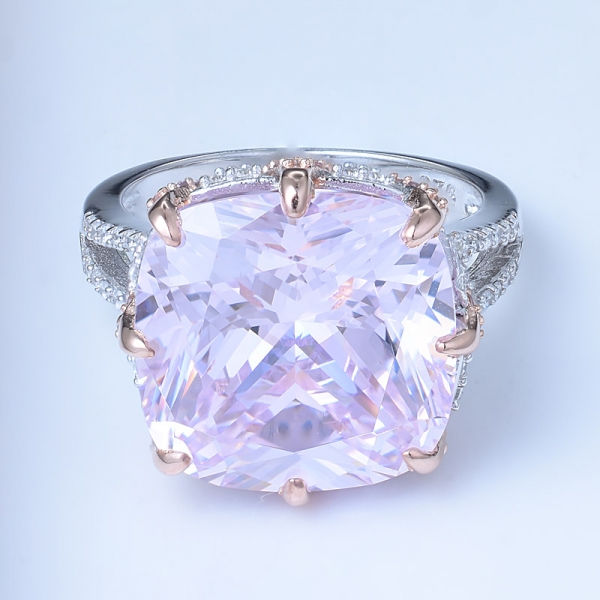 Фабрика китая directsale 12.0ct форма подушки имитируется розовый бриллиант 925 стерлингового серебра кольцо для рождественских продвижение 
