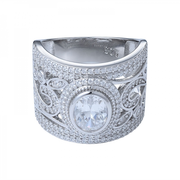 гало овальный белый кубический цирконий стерлингового серебра 925 пробы трио классический обручальное кольцо обручальное кольцо 