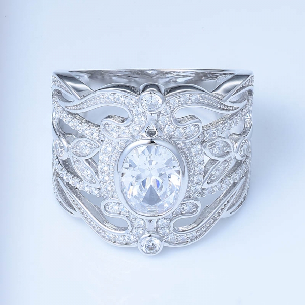 кольца изготовленного на заказ стерлингового серебра конструкции способа фарфора широкие для девушок 