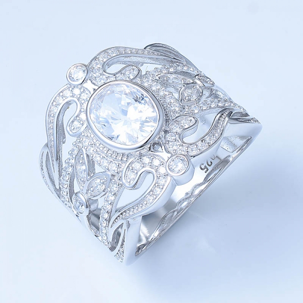 кольца изготовленного на заказ стерлингового серебра конструкции способа фарфора широкие для девушок 