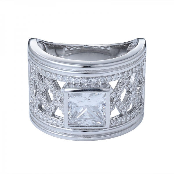 Производитель заказал ювелирные изделия 925 серебряное кольцо из белого золота с покрытием из стерлингового серебра квадратной огранки принцессы обручальные кольца cz для женщин 