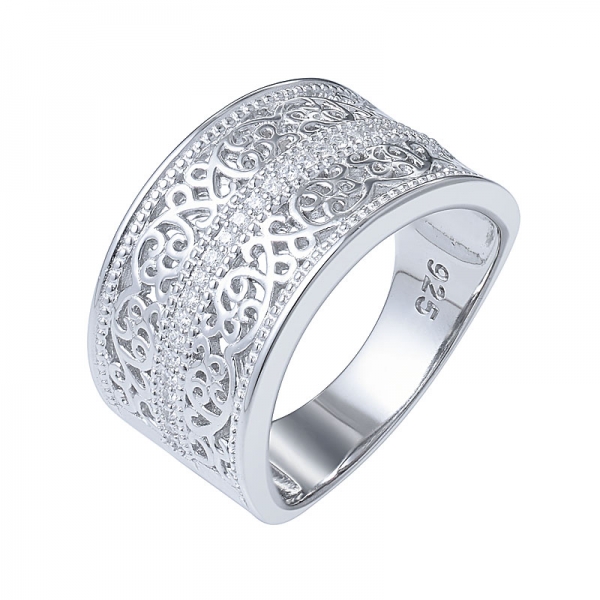 Стерлингового серебра 925 пробы женщины кубического циркония обручальное кольцо cz вечность укладки кольцо 