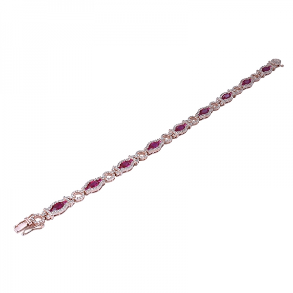роскошный браслет из синтетического рубинового камня из розового золота 18 карат для женщин 