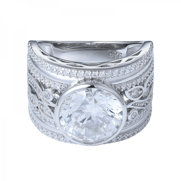 Серебро 925 пробы cz прозрачный белый 10мм 5-каратного циркония для обручального кольца 