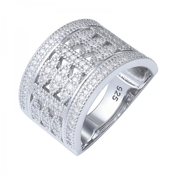 Лучшие продажи стерлингового серебра 925 пробы микро-PZ циркон ювелирные изделия большой большой широкий кольцо для женщин 