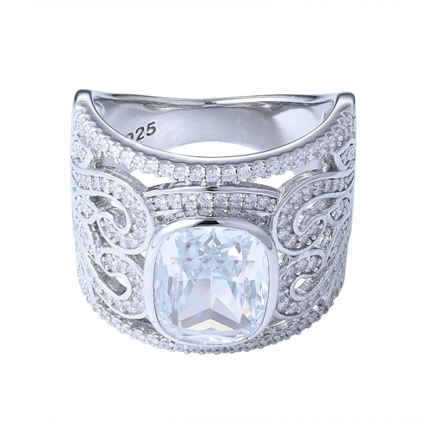 Стерлингового серебра 925 пробы подушка pave cz гало настройки витой кольцо для женщин обручальные украшения 