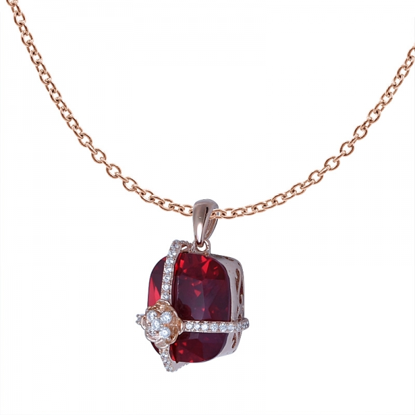низкий кулон 925 стерлингового серебра moq создал рубиновое серебряное ожерелье ожерелье драгоценного камня 