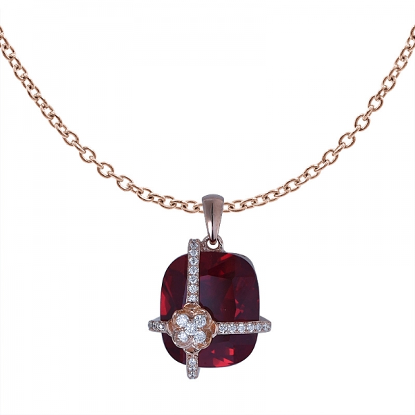 низкий кулон 925 стерлингового серебра moq создал рубиновое серебряное ожерелье ожерелье драгоценного камня 