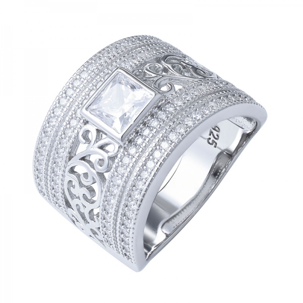 Чистое серебро в старинном стиле филигранный бриллиантовое обручальное кольцо 