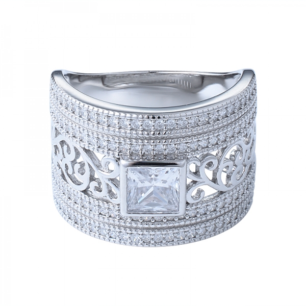 Чистое серебро в старинном стиле филигранный бриллиантовое обручальное кольцо 