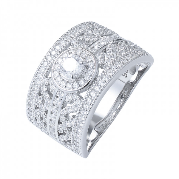 Арт-деко фантазии 18-каратного белого золота с покрытием cz обручальное кольцо для девочки 