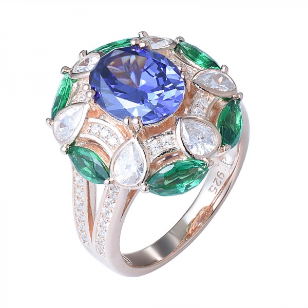 оптовые модные цирконий радуга камень серебряное кольцо для женщин 