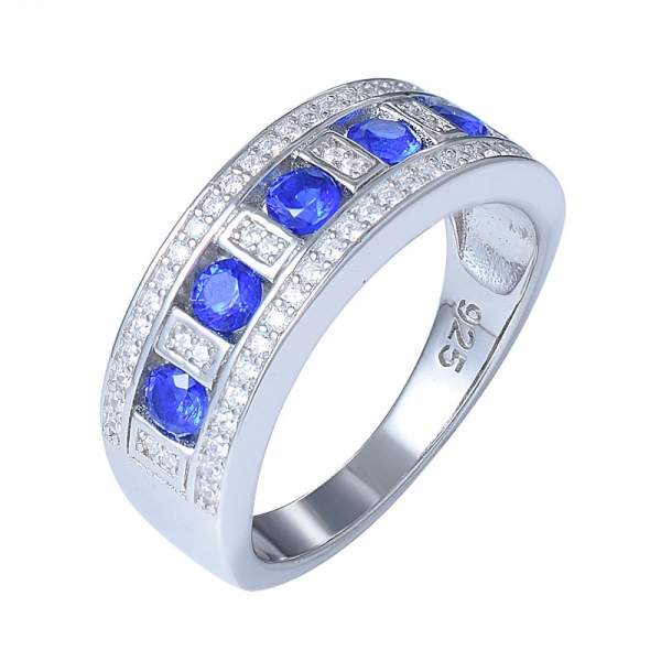 создан синий сапфир драгоценный камень стерлингового серебра 925 комплект ювелирных изделий женщины свадьба помолвка подарок 