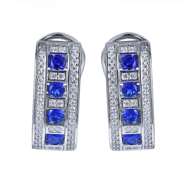 создан синий сапфир драгоценный камень стерлингового серебра 925 комплект ювелирных изделий женщины свадьба помолвка подарок 