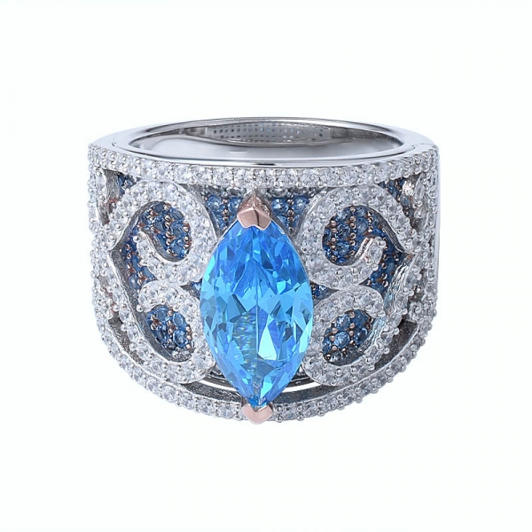 Форма Marquise неоновые Апатит 2 тон плакировкой стерлингового серебра 925 обручальное кольцо 