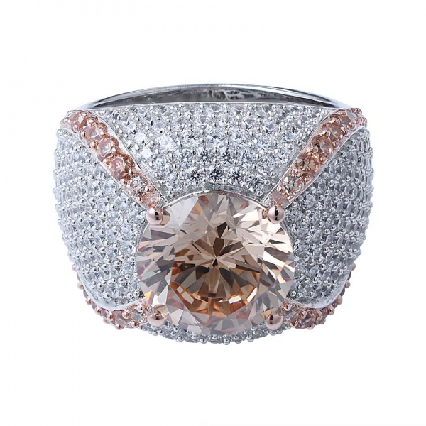 Роскошный Кристалл 4.0 КТ шампанское камня кольцо Boho серебряные цвета пасьянс обручальное кольцо 