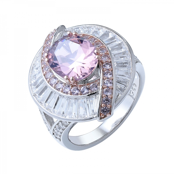 ювелирные изделия белый CZ 3.0 карата розовый морганит 2 тон плакировкой женщины серебряное кольцо 925 серебряное кольцо 