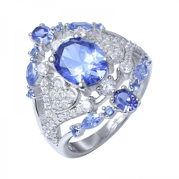 Стерлингового Серебра 925 Овальным Вырезом, Созданные Синий Танзанит Обручальное Кольцо-Летию Обручальное Кольцо 